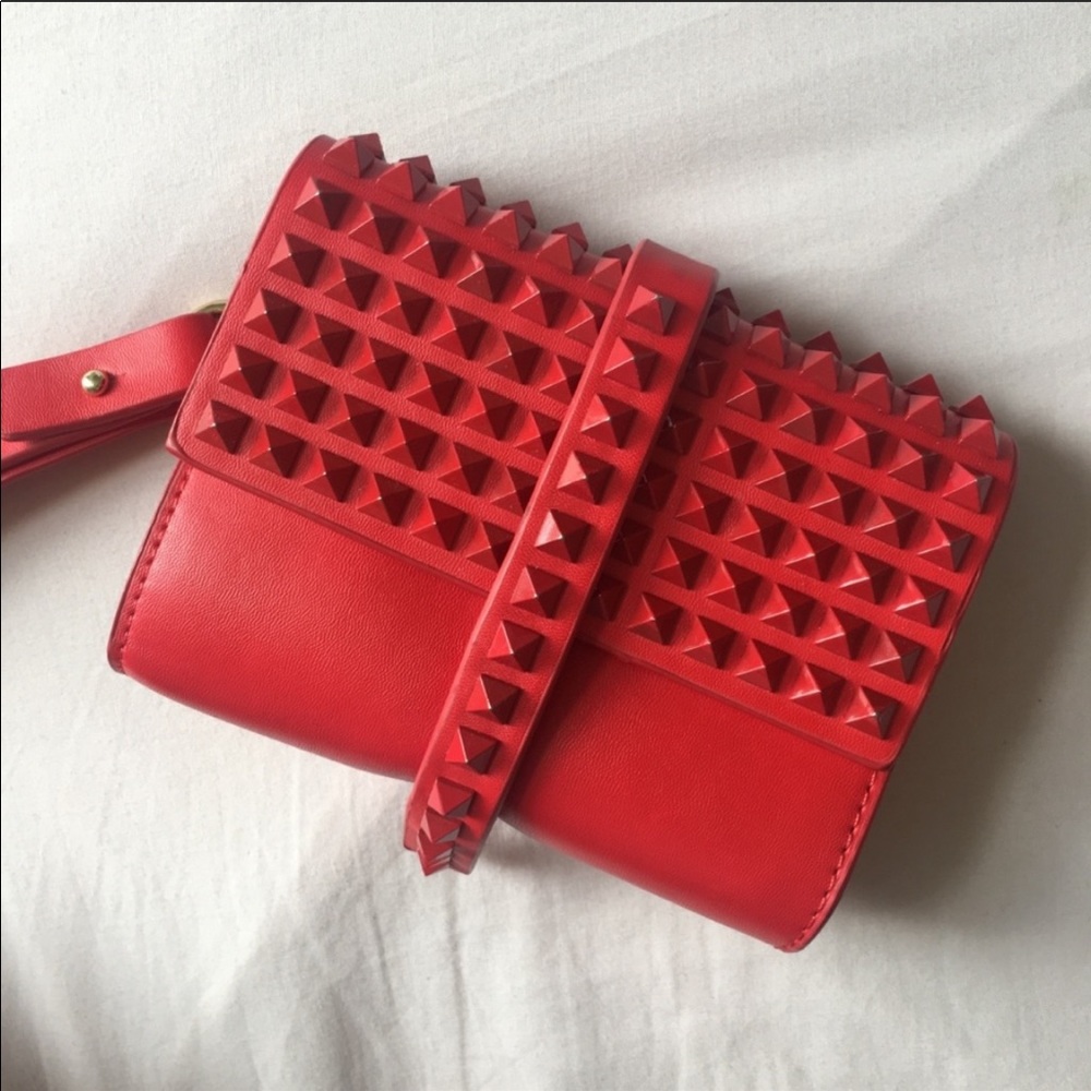Zara Studded Red Clutch Bag Valentino Wrist Purse
